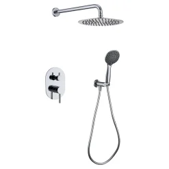Poalgi Ensemble de douche encastré mécanique 2 voies SKY BATH chromé Inox S304 série SOUL