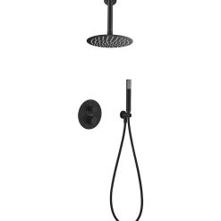 Imex Products Ensemble de douche Plafond TOUCHER à encastrer - Mitigeur thermostatique Noir (mat) Ensemble encastré douchette + tête de douche