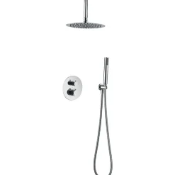 Imex Products Ensemble de douche Plafond TOUCHER à encastrer - Mitigeur thermostatique Chromé Brillant Ensemble encastré douchette + tête de do