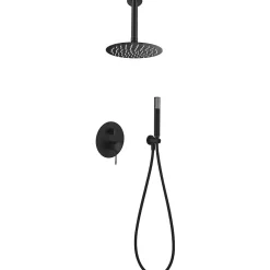 Colonne De Douche Encastrable|Imex Products Ensemble de douche Plafond TOUCHER à encastrer - Mitigeur monocommande Noir (mat) Ensemble encastré douchette + tête de douche
