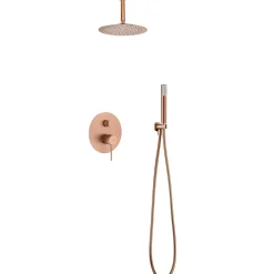 Colonne De Douche Encastrable|Imex Products Ensemble de douche Plafond TOUCHER à encastrer - Mitigeur monocommande Or rose brossé Ensemble encastré douchette + tête de douch