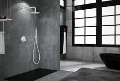 Imex Products Ensemble de douche STICK à encastrer - mitigeur monocommande Blanc (mat) Ensemble encastré douchette + tête de douche