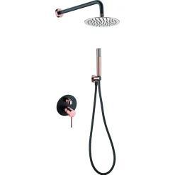 Imex Products Ensemble de douche STICK à encastrer - mitigeur monocommande Noir - Doré rose Ensemble encastré douchette + tête de douche