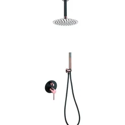 Imex Products Ensemble de douche STICK à encastrer - mitigeur monocommande Noir - Doré rose Ensemble encastré douchette + tête de douche