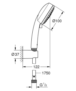 Grohe Ensemble de douche support + douchette chromé Vitalio Start 100 3 jets