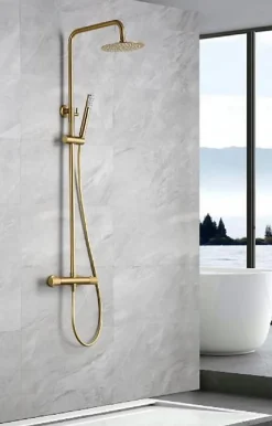 Colonne De Douche Encastrable|Imex Ensemble de douche thermostatique LINE - Rose brossé