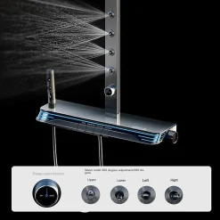 Colonne De Douche Hydromassante|Kleenmac Ensemble de douche thermostatique intelligent avec affichage numérique modèle Escalus 52 x 15 cm Ref KISB5215B4