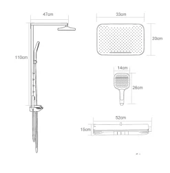 Colonne De Douche Hydromassante|Kleenmac Ensemble de douche thermostatique intelligent avec affichage numérique modèle Escalus 52 x 15 cm Ref KISB5215B4