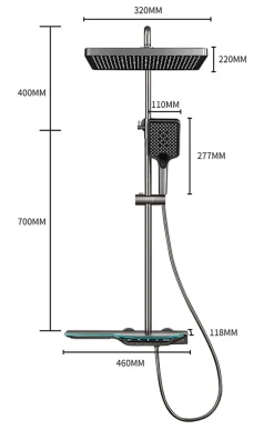 Kleenmac Ensemble de douche thermostatique intelligent avec affichage numérique modèle Amadis
