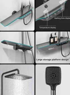 Kleenmac Ensemble de douche thermostatique intelligent avec affichage numérique modèle Amadis