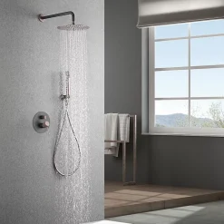 Imex Products Ensemble de douche TOUCHER à encastrer - Mitigeur monocommande Gris mat - Champagne Ensemble encastré douchette + tête de douche