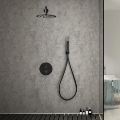 Colonne De Douche Encastrable|Imex Products Ensemble de douche TOUCHER à encastrer - Mitigeur thermostatique Noir (mat) Ensemble encastré douchette + tête de douche