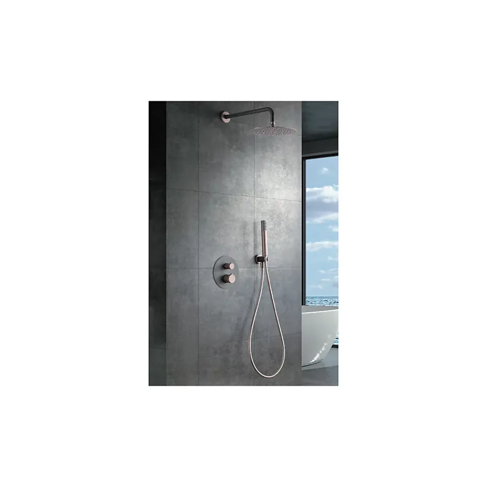 Colonne De Douche Encastrable|Imex Products Ensemble de douche TOUCHER à encastrer - Mitigeur thermostatique Nickel brossé Ensemble encastré douchette + tête de douche