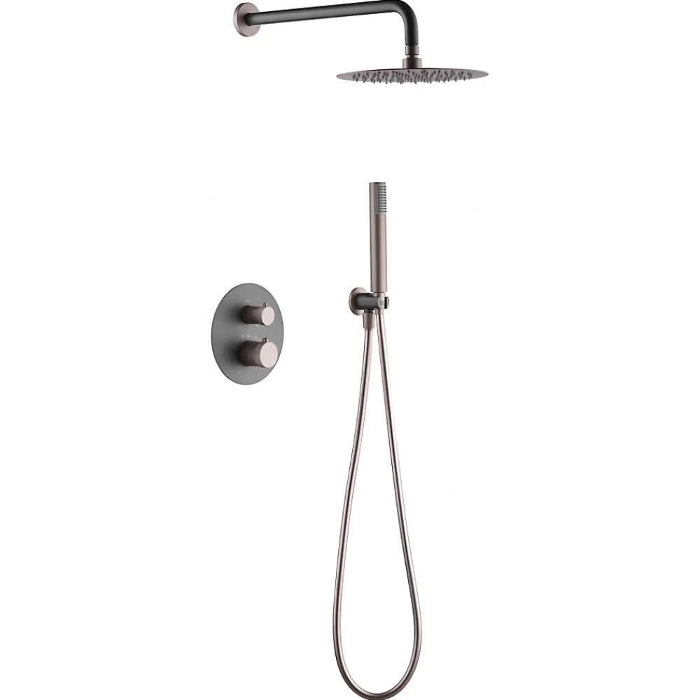 Colonne De Douche Encastrable|Imex Products Ensemble de douche TOUCHER à encastrer - Mitigeur thermostatique Nickel brossé Ensemble encastré douchette + tête de douche
