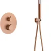 Imex Products Ensemble de douche TOUCHER à encastrer - Mitigeur thermostatique Or rose brossé Ensemble encastré douchette + tête de douche