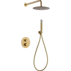 Imex Products Ensemble de douche TOUCHER à encastrer - Mitigeur thermostatique Or brossé Ensemble encastré douchette + tête de douche