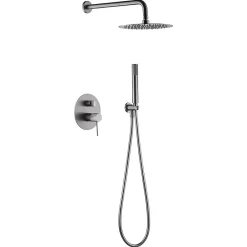Colonne De Douche Encastrable|Imex Products Ensemble de douche TOUCHER à encastrer - Mitigeur monocommande Nickel brossé Ensemble encastré douchette + tête de douche