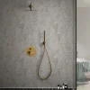 Imex Products Ensemble de douche TOUCHER à encastrer - Mitigeur monocommande Or brossé Ensemble encastré douchette + tête de douche