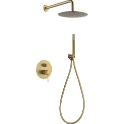Imex Products Ensemble de douche TOUCHER à encastrer - Mitigeur monocommande Or brossé Ensemble encastré douchette + tête de douche