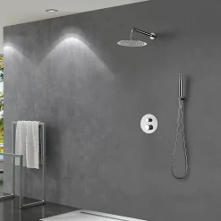 Imex Products Ensemble de douche TOUCHER à encastrer - Mitigeur thermostatique Chromé Brillant Ensemble encastré douchette + tête de douche