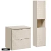 Otitec Ensemble de meuble de salle de bain - 60 cm - avec plan - avec colonne - 2 tiroirs - DANO