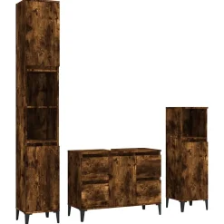 Vidaxl Ensemble de meubles de salle de bain 3 pcs Chêne fumé