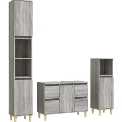 Meuble Wc|Vidaxl Ensemble de meubles de salle de bain 3 pcs Sonoma gris