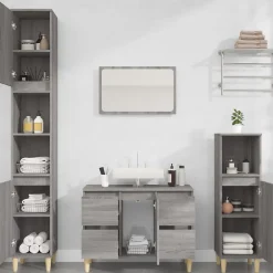 Meuble Wc|Vidaxl Ensemble de meubles de salle de bain 3 pcs Sonoma gris