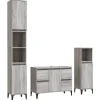 Meuble Wc|Vidaxl Ensemble de meubles de salle de bain 3 pcs Sonoma gris