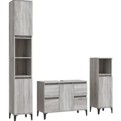 Meuble Wc|Vidaxl Ensemble de meubles de salle de bain 3 pcs Sonoma gris