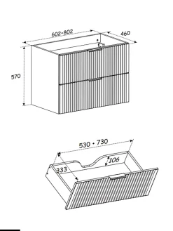 Meuble Vasque|Otitec Ensemble de meubles sous vasque - 60 cm - avec Vasque - WOTANIA