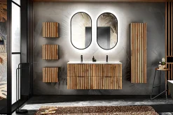 Otitec Ensemble de meubles sous vasque - 120 cm - avec Vasque - Cube et Colonnes - Miroirs LED - WOTANIA