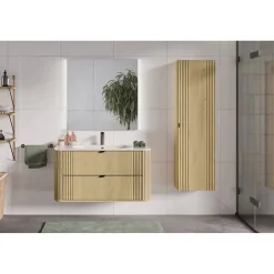 Meuble Vasque|Meublorama Ensemble de salle de bain KORI : meuble sous vasque 100cm et vasque à encastrer