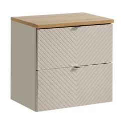 Meuble Sous-Vasque|Meublorama Ensemble de salle de bain AOKI : meuble sous vasque à tiroirs 60cm et plan vasque aspect bois