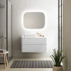 Meuble Buanderie| Ensemble de salle de bains L.104 cm meuble sous vasque version gauche + plan de toilette blanc mat, Alba