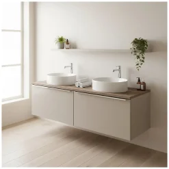 Meublorama Ensemble de salle de bain VANTA taupe : meuble sous vasque 160cm et plan vasque