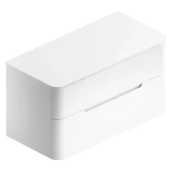 Meuble Buanderie| Ensemble de salle de bains L.104 cm meuble sous vasque version droite + plan de toilette blanc mat, Alba