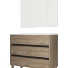 Ensemble Meuble De Salle De Bains|Mennza Ensemble de salle de bain meuble 100cm STAY THREE EDGE bois clair - Vasque - Miroir - Applique