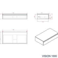 Meuble Sous-Vasque|Bernstein Ensemble de salle de bain Vision 1000 blanc mat - Avec armoire de toilette, Sans cache, Sans vasque à poser