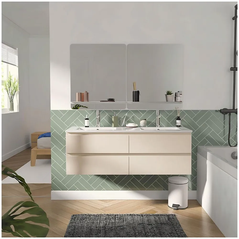 Mob-In Ensemble double vasque SORRENTO 120cm avec vasque, robinets et miroirs
