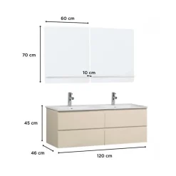 Mob-In Ensemble double vasque SORRENTO 120cm avec vasque, robinets et miroirs