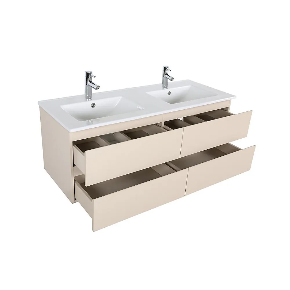 Mob-In Ensemble double vasque SORRENTO 120cm avec vasque, robinets et miroirs
