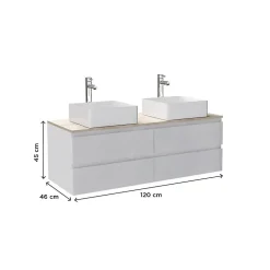 Mob-In Ensemble double vasque suspendu SORRENTO 120cm