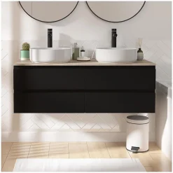 Mob-In Ensemble double vasque suspendu SORRENTO avec vasques et robinets 120 cm