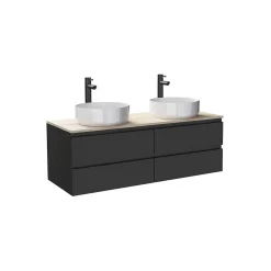 Mob-In Ensemble double vasque suspendu SORRENTO avec vasques et robinets 120 cm