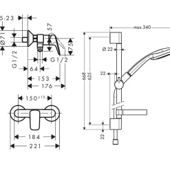 Colonne De Douche Mécanique|Hansgrohe Ensemble douche HANGROHE Croma Vario + Mitigeur mécanique Logis