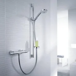 Colonne De Douche Thermostatique|Hansgrohe Ensemble douche Croma 100 + mitigeur thermostatique Ecostat Comfort + Barre de douche 65 cm