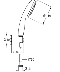 Pommeau De Douche, Flexible Et Barre De Douche|Grohe Ensemble douchette 1 jet + support + flexible chrome, Vitalio Start 100