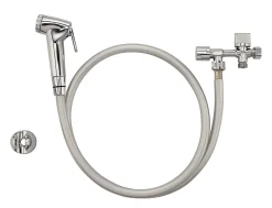 Accessoire De Robinet|Noyon et Thiebault Ensemble douchette WC en ABS chromé, 1 robinet 3 voies et 1 flexible PVC