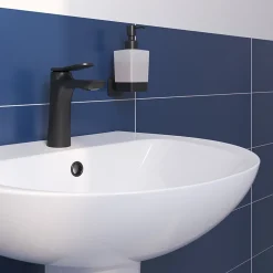 GoodHome Ensemble lavabo et colonne en céramique blanc Tasi
